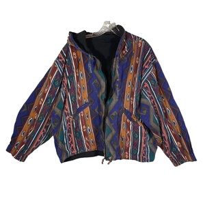 Vintage Southwestern print hooded jacket. Size Large